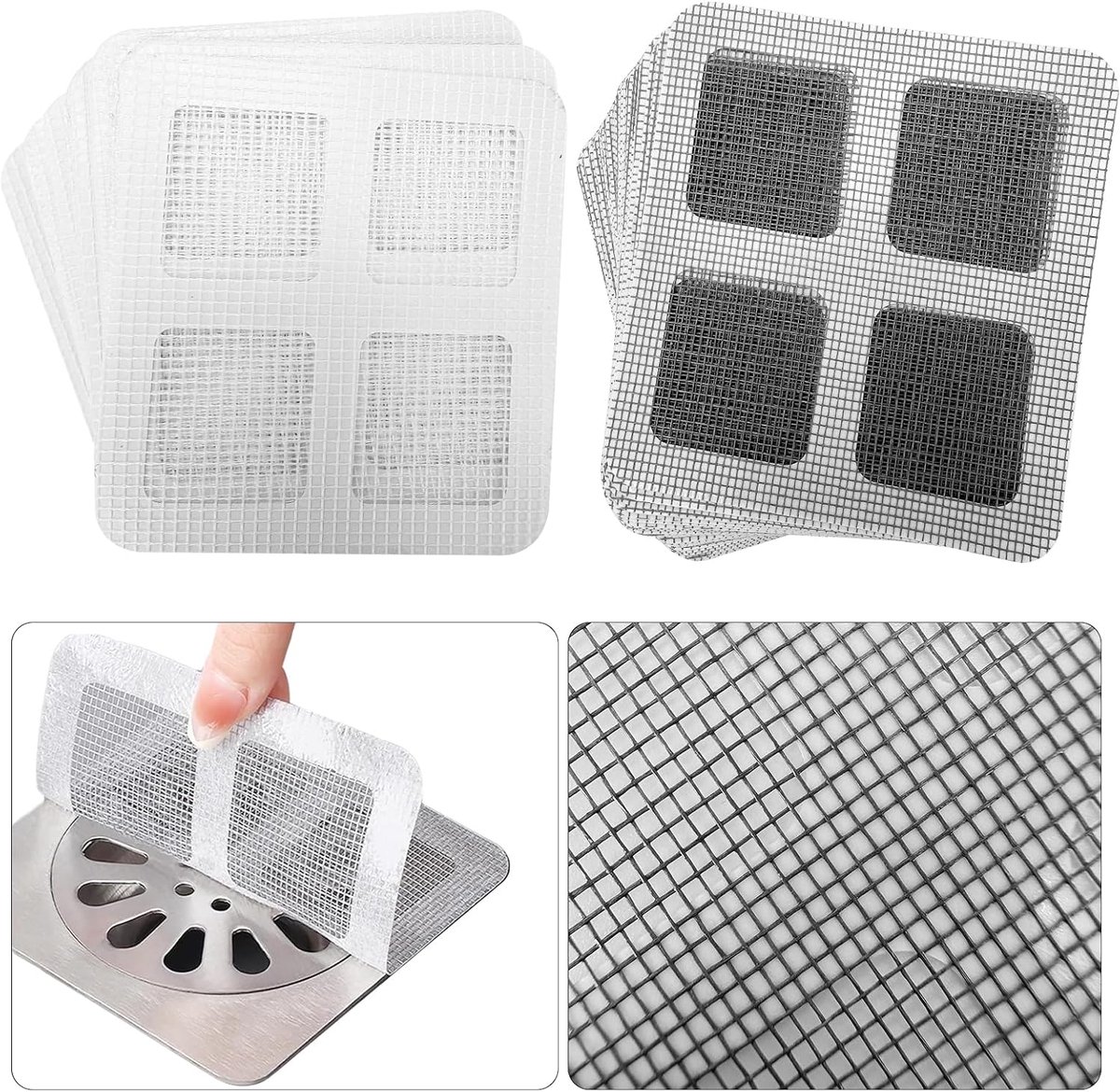 Disposable Hair Catcher, Floor Drain Sticker, Waterproof Self Adhesive Shower Hair Catchers, Mesh Stickers for - ShopVlot