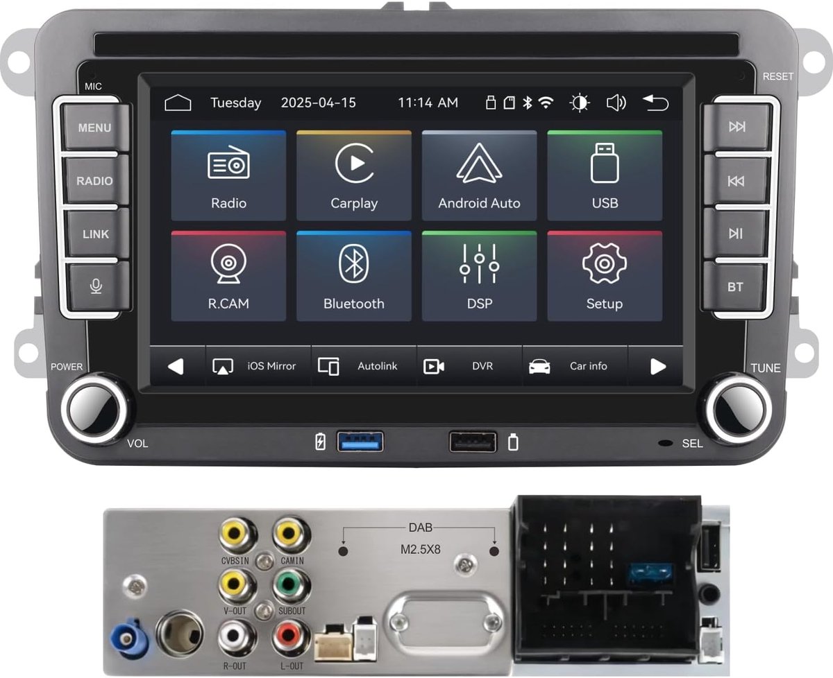 Linux Car Stereo compatibel met VW Fast Boot/Bluetooth/Wireless CarPlay/Android Auto/FM/AM/RDS/USB - ShopVlot