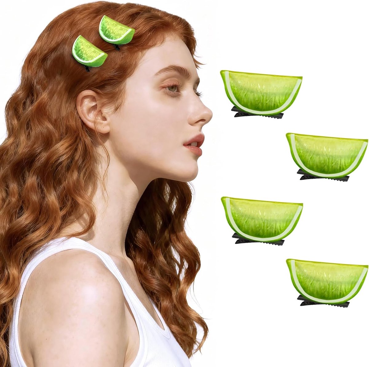 4 Pcs Lemon Hair Clips Green Lemon Split Hair Accessories Funny Fruit Hair Clips Accessories for Women Girls Daily Use - ShopVlot
