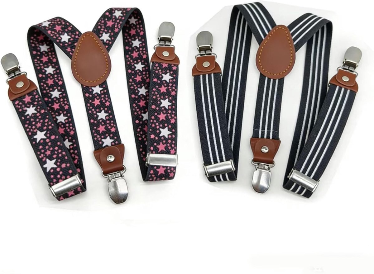 2 Pieces Children's Suspenders with 3 Clips Y-Shape - 2.5cm Wide - ShopVlot