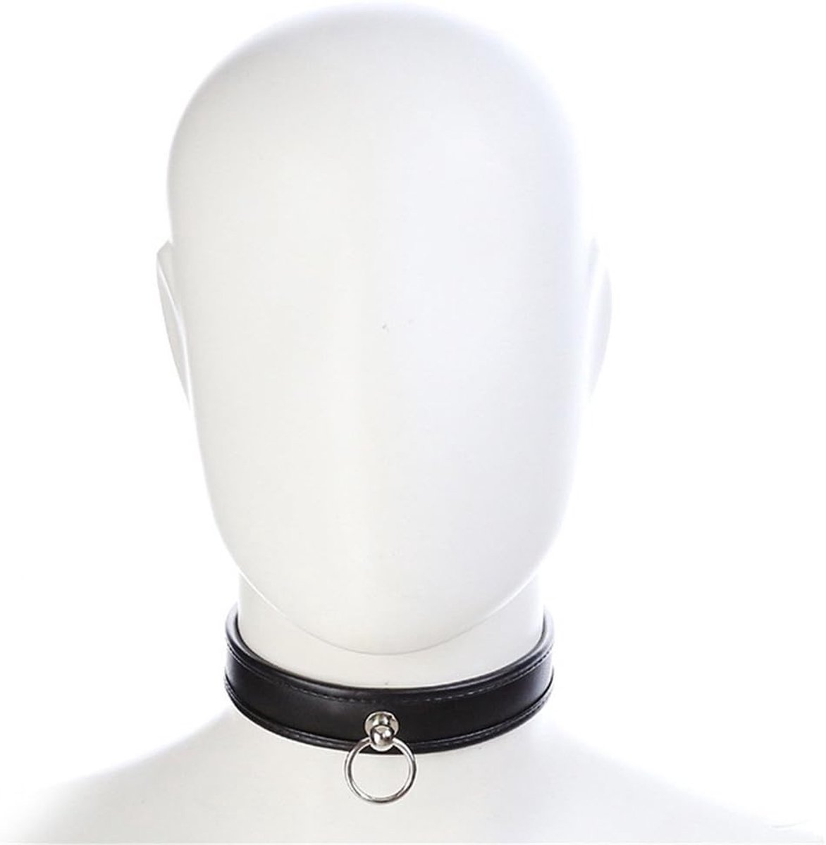 BDSM Bondage Collar O-Rings Cuffs Erotic Collars Leather Sex Toy (Black), Black - ShopVlot
