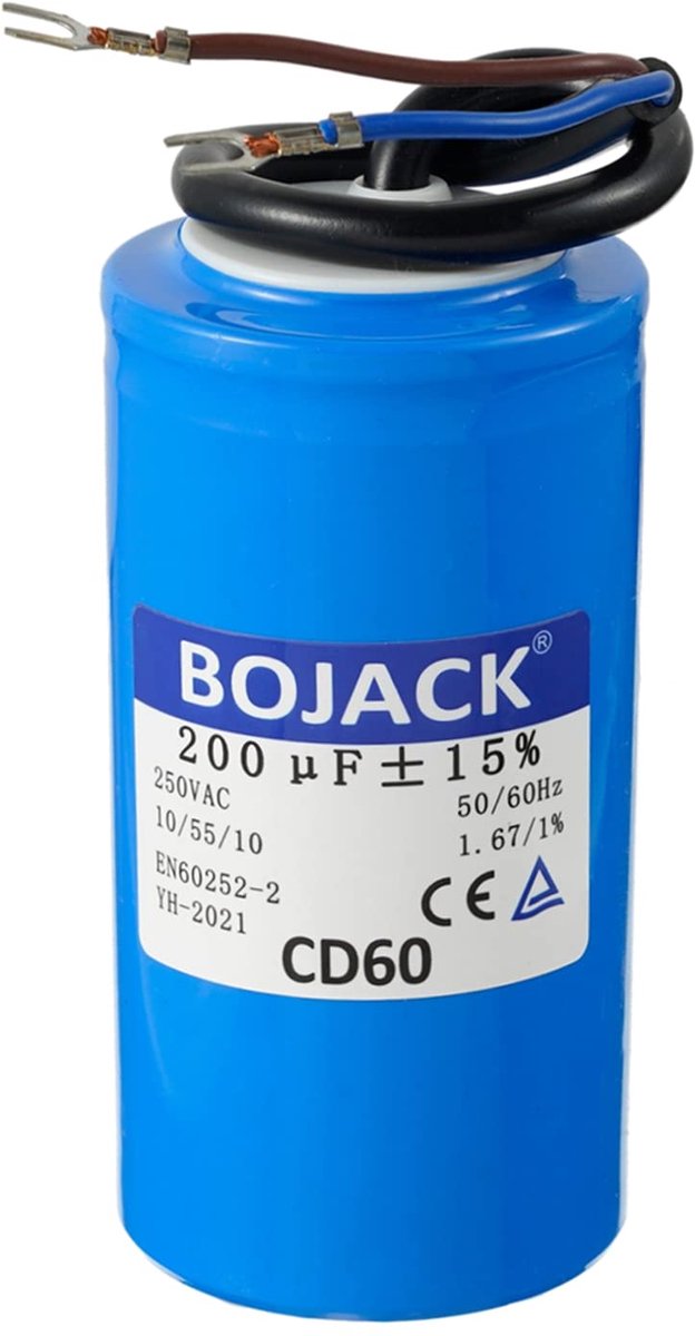 BOJACK 200uF 250V AC 200MFD CD60 Start Capacitor Running Capacitor Wired Cylinder Motor - ShopVlot