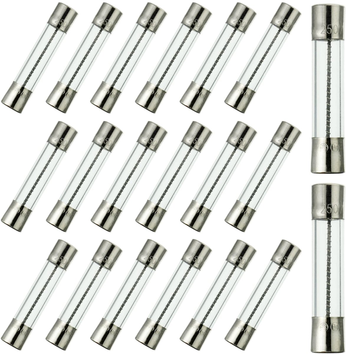 BOJACK T10A250V 6x30mm 10A 250V Slow Melting Fuses 10 Amps 250 Volt 0.24 x 1.18 Inch Glass Tube Time Delay Fuses (Pack - ShopVlot