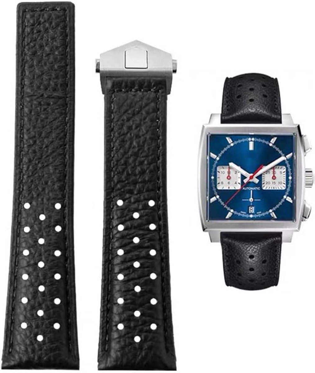 Watch Strap 22mm for TAG Heuer Leather Genuine Leather Watch Strap with Blue Black Strap for Replace the Strap - ShopVlot
