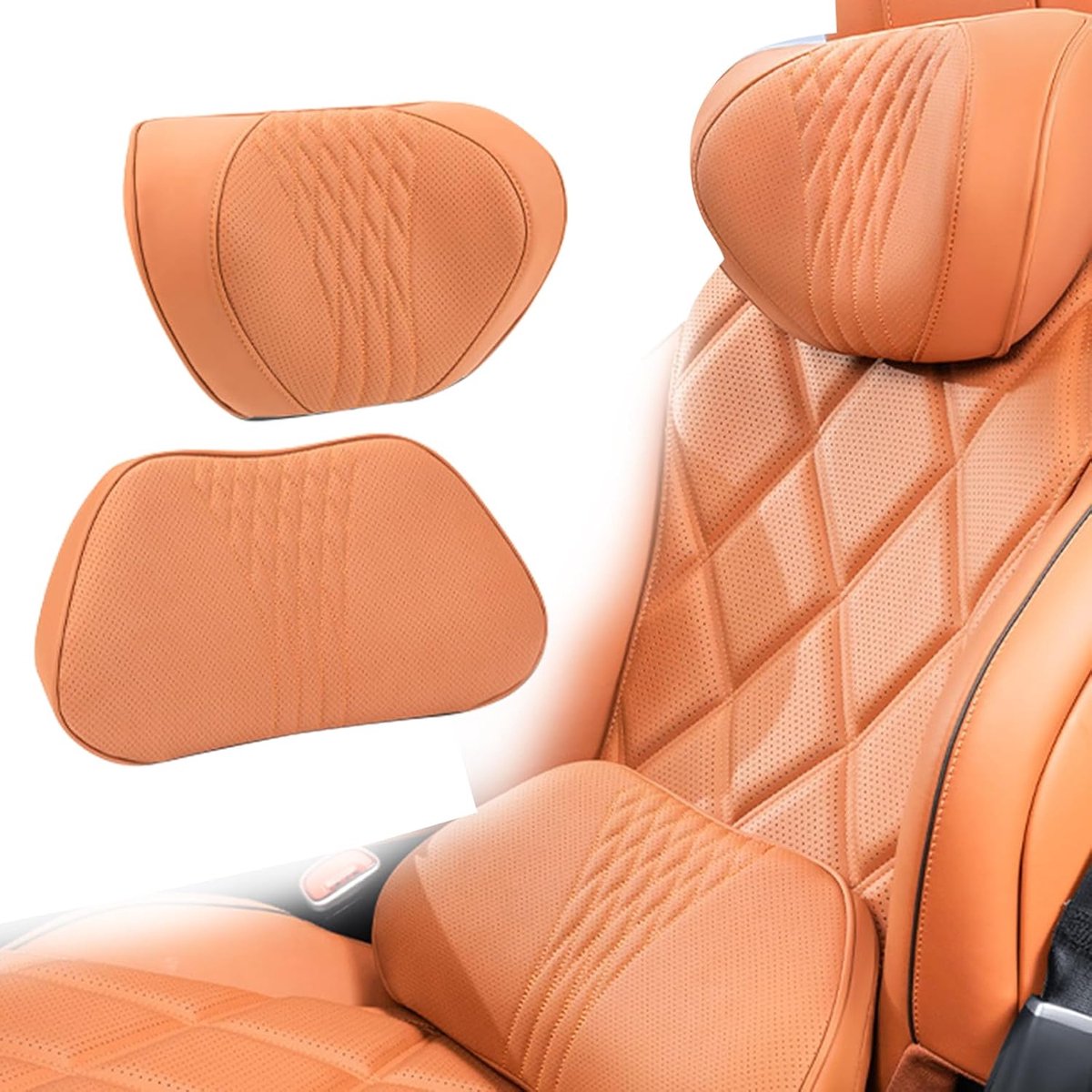 ACESOME Neck Pillow and Lumbar Pillow Set Memory Foam Headrest Back Cushion Breathable Soft and Comfortable for - ShopVlot