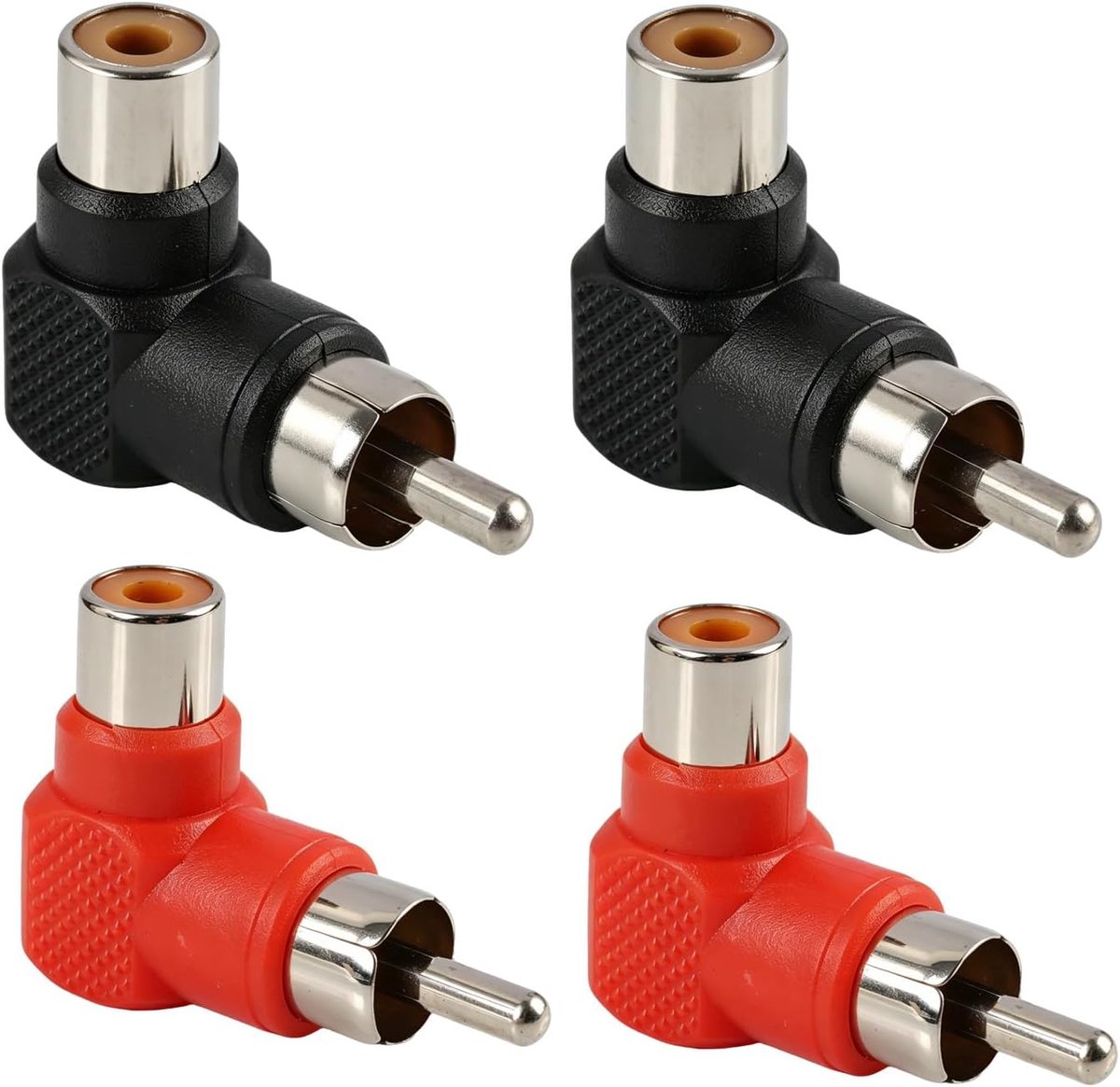 RCA Adapters 90° Hoek - Set van 4 - Ruimtebesparend Ontwerp - Geschikt voor Hi-Fi Apparatuur - ShopVlot