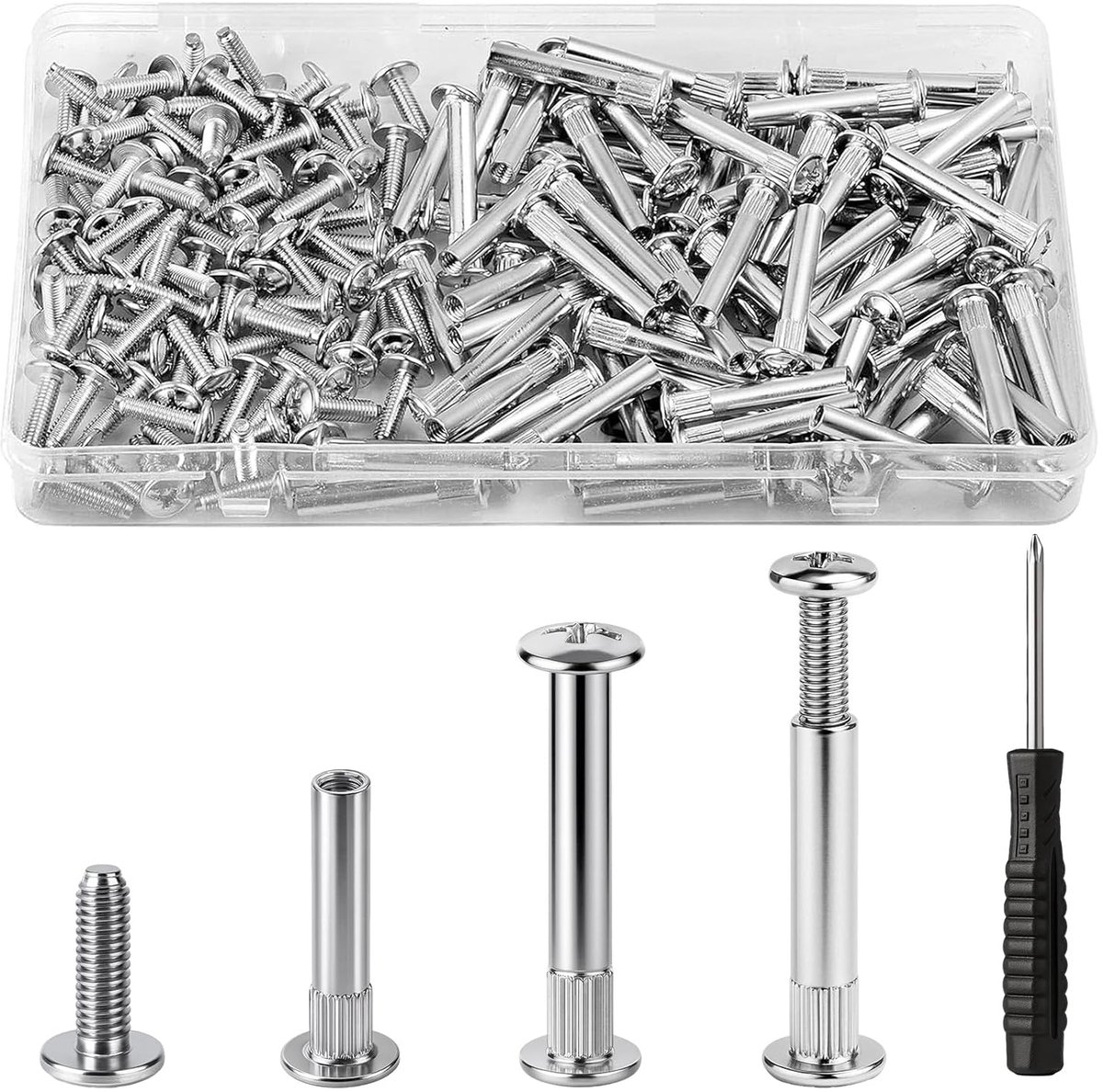 HavaCue 78 Sets Connecting Screws, Screwdriver with M4 Cabinet Connectors (78 x Furniture Screws, 78 x Sleeve Screws) - ShopVlot