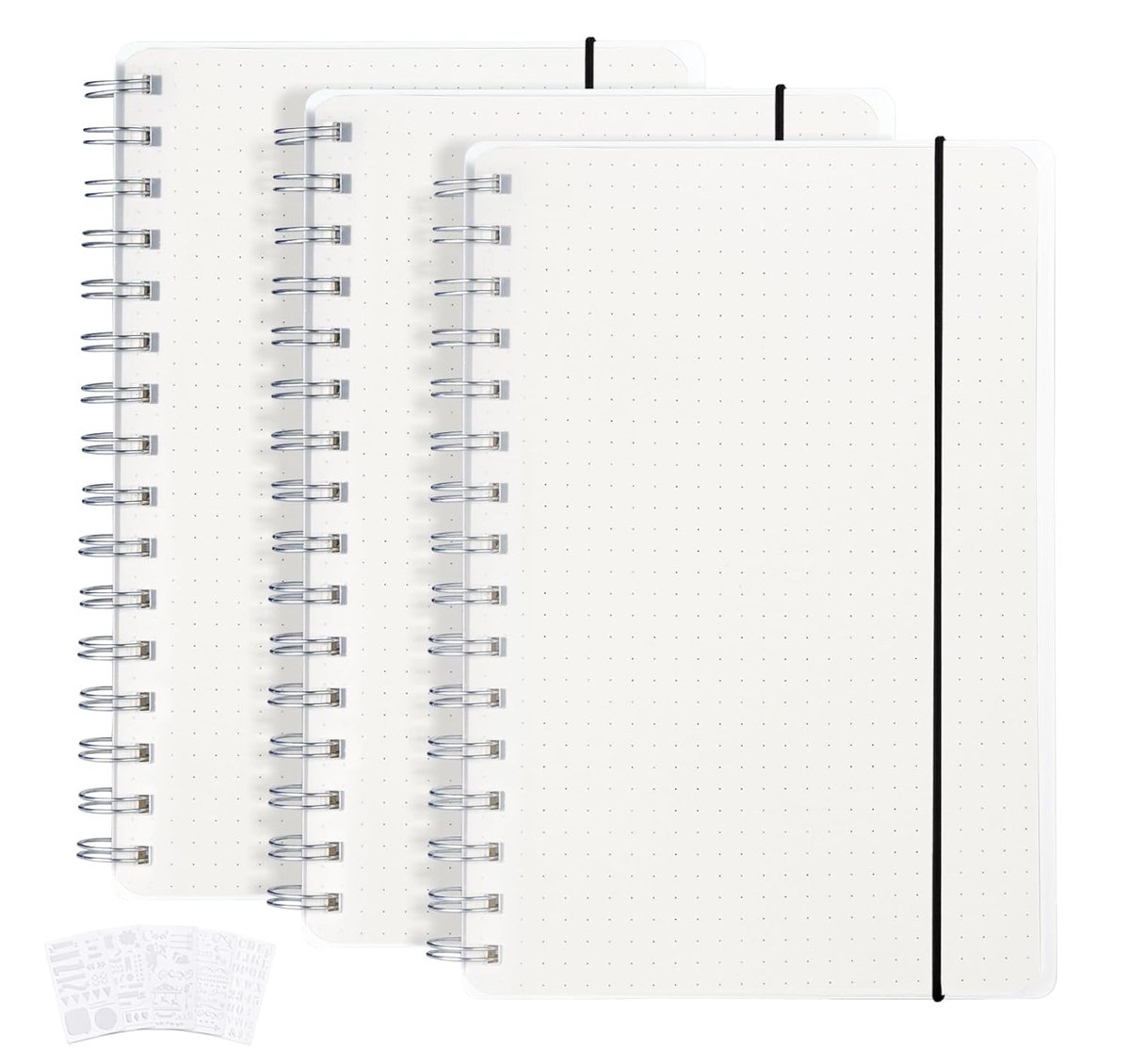 Spiral Dotted Grid Notebook - 3 Pack Dotted Ball Grid Newspapers with 480 Pages, 120gsm Thick Dotted Paper, 120gsm - ShopVlot