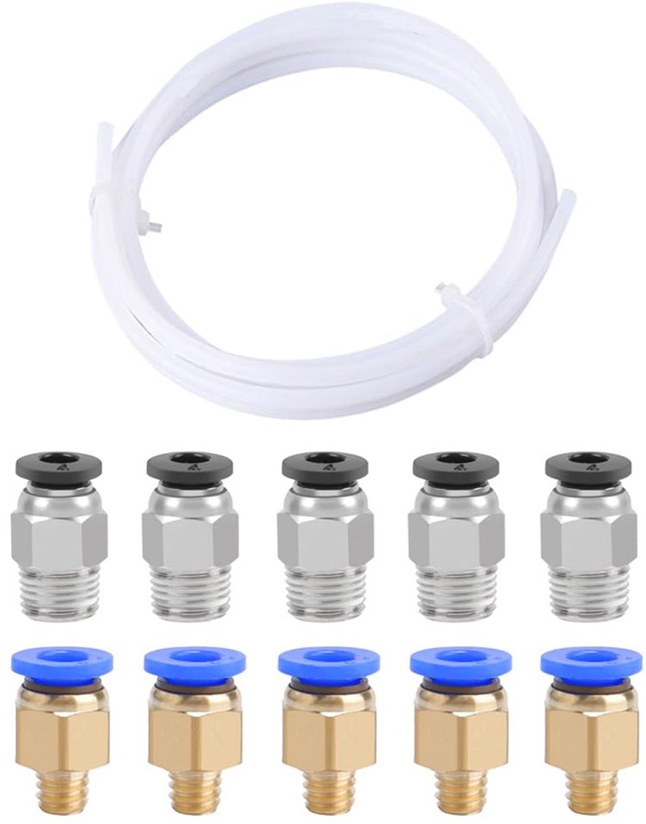3 Meter 3D Printer PTFE Teflon Tube, with 5pcs PC4-M6 Pneumatic Connector and 5pcs PC4-M10 Pneumatic Connector - ShopVlot
