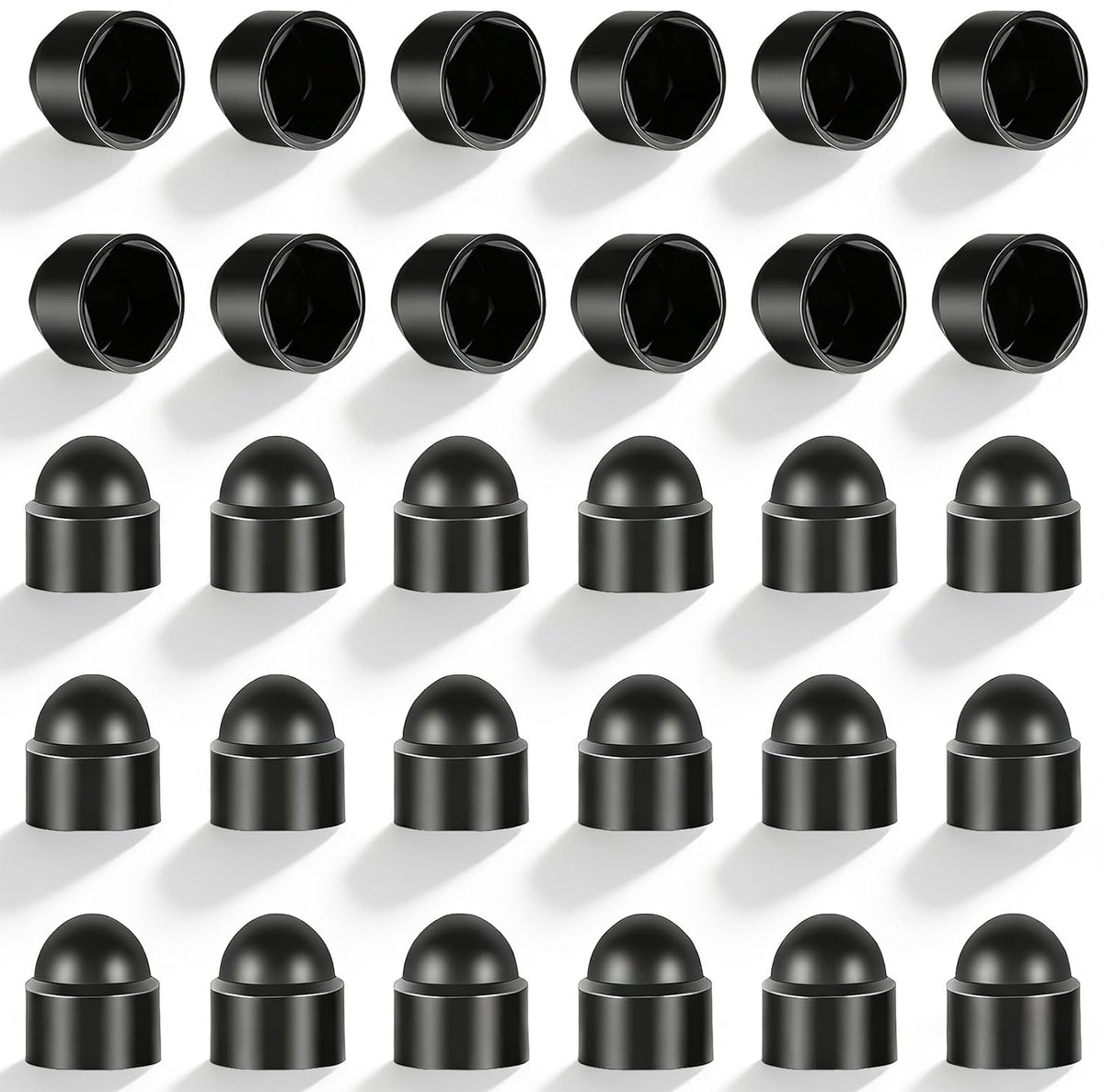 Set of 30 protective caps for hex nuts, M6 black plastic decorative caps to protect hex screws, bolts, hardware - ShopVlot
