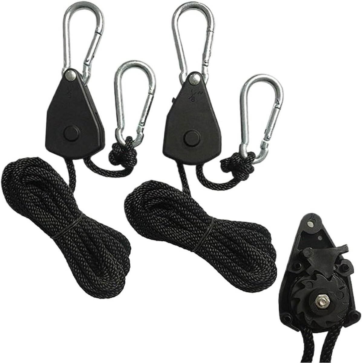Rope Ratchet, 2 Pieces, Curtain Ropes with Pulley, Adjustable Ratchet Rope for Plant Lamp, Ratchet Rope, Light - ShopVlot