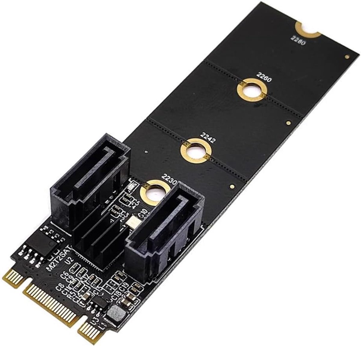 NGFF Key B+M PCI Express to SATA 3.0 6Gbps Dual Ports Vertical Adapter Converter Hard Drive Expansion Card JMB582 2230 - ShopVlot