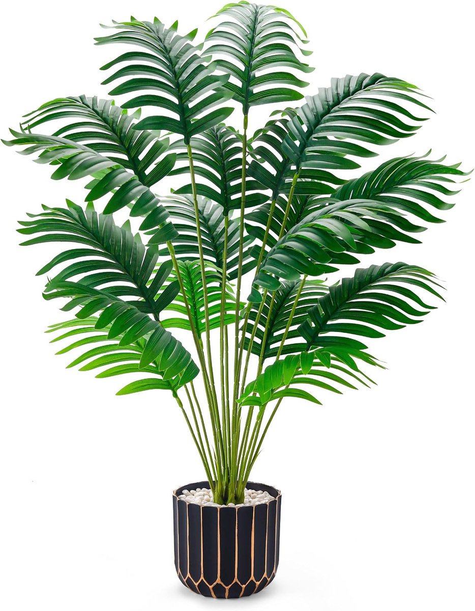 Kunstplanten grote kunstmatige palmen - 71,1 cm - perfect voor binnen - sfeervolle groene touch - ShopVlot