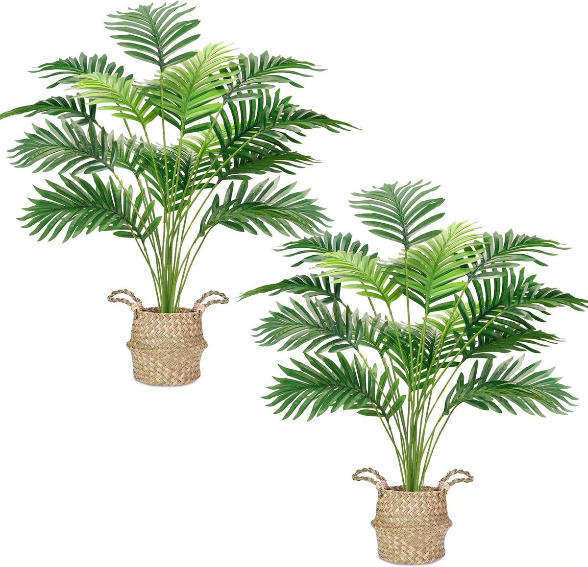 Nep Palmboom 28 Inch - Kunstplant met Handgeweven Mand - Perfect voor Binnen en Buiten Decoratie - ShopVlot