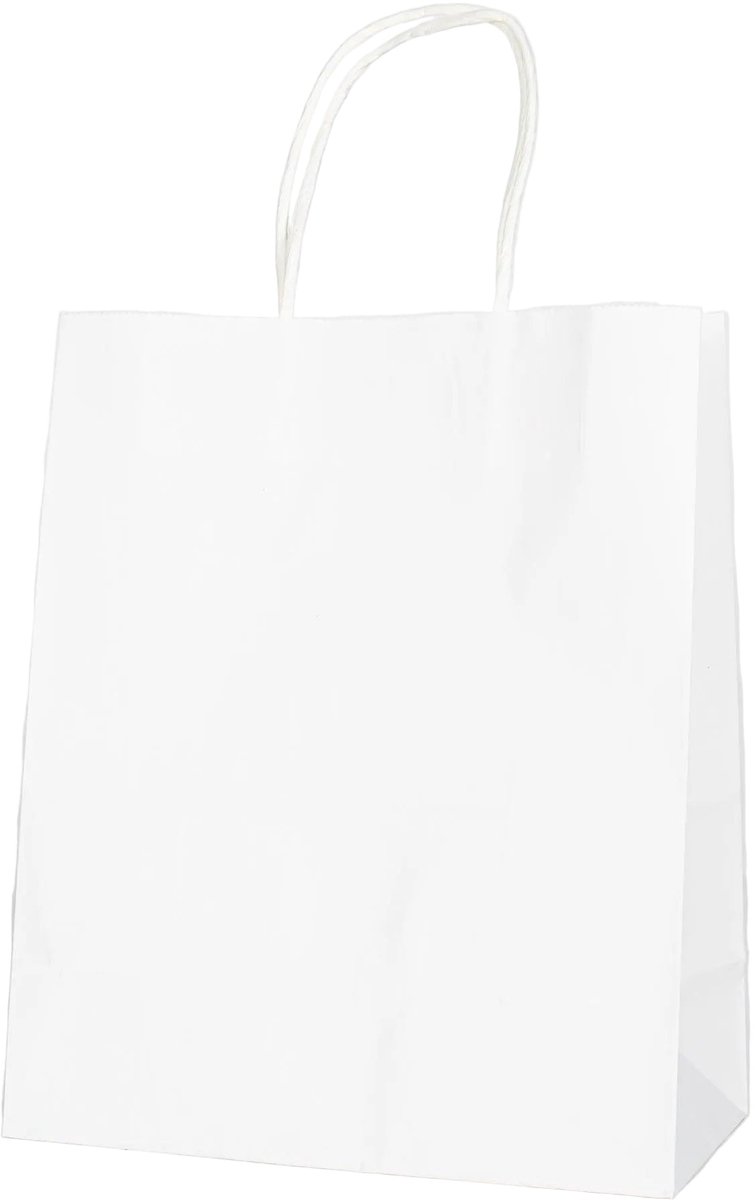 Papieren Draagtas - 60 Stuks -Wit- 22x27x11cm - Papieren Tasjes - Kraft Tas - Tassen - Cadeau Tas - Hoogwaardig Kraft Papier - Eco-vriendelijk - Ideaal voor Geschenken - Lasentopack