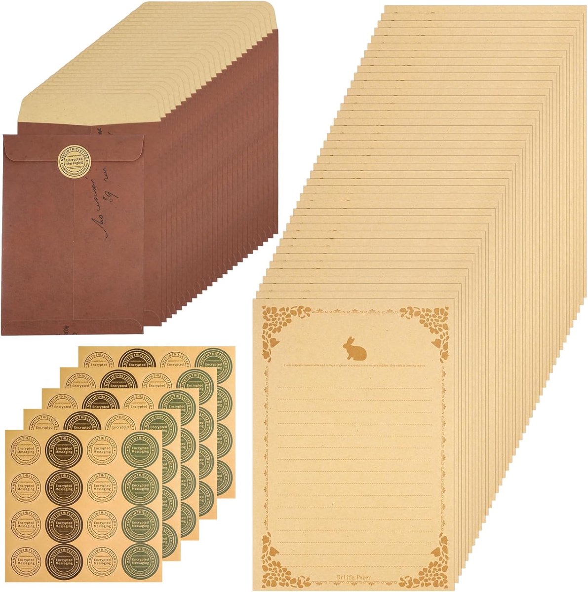 Vintage enveloppen set 145 stuks - kraftpapier - retro briefpapier - perfect voor liefdesbrieven - ShopVlot