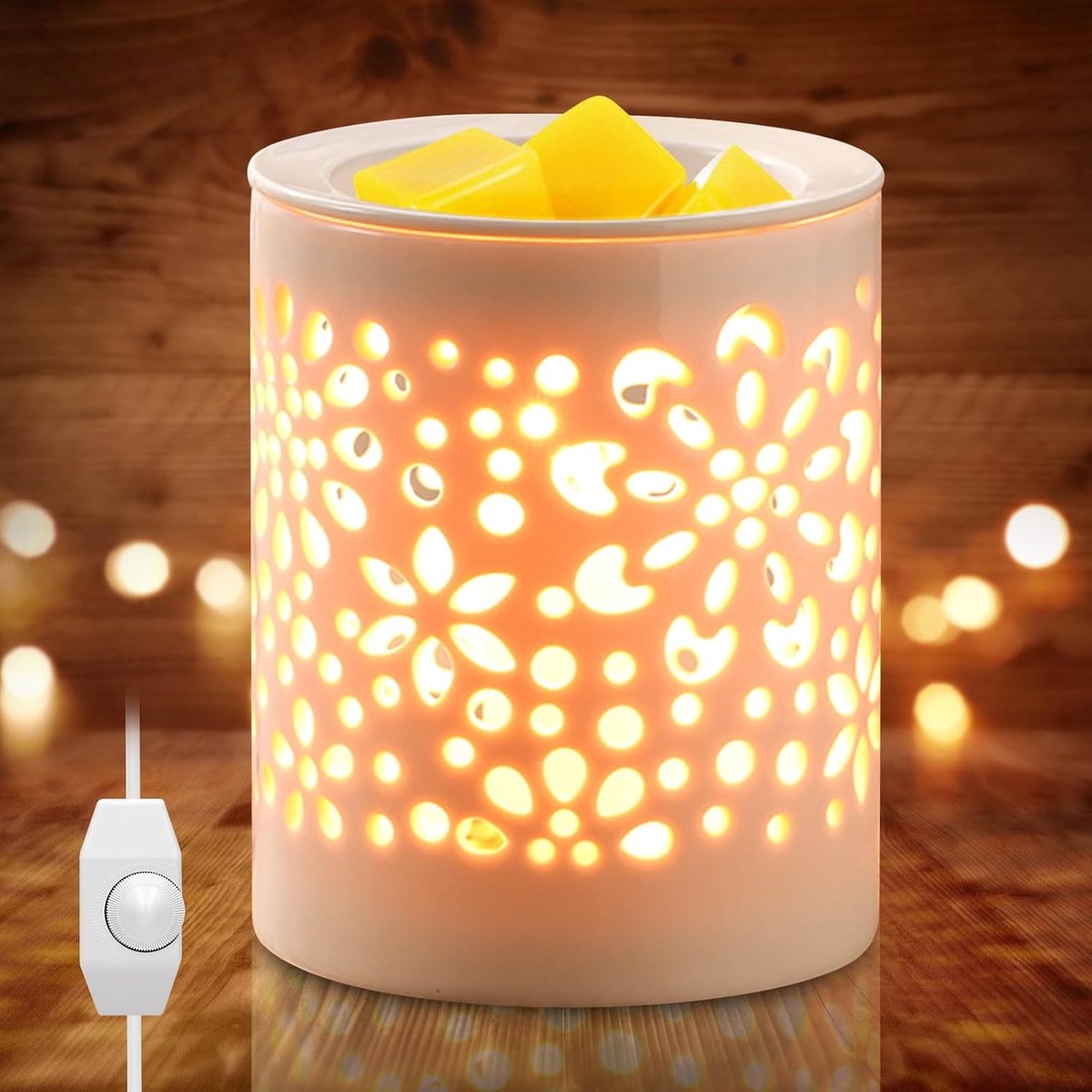 SnelShoppen - Melting Warmer, Ceramische Geurkaarsenlamp, Elektrische Aroma Lamp, Wax Smelt Heater met Theelicht, Essentiële Olie Stove voor Kantoor,