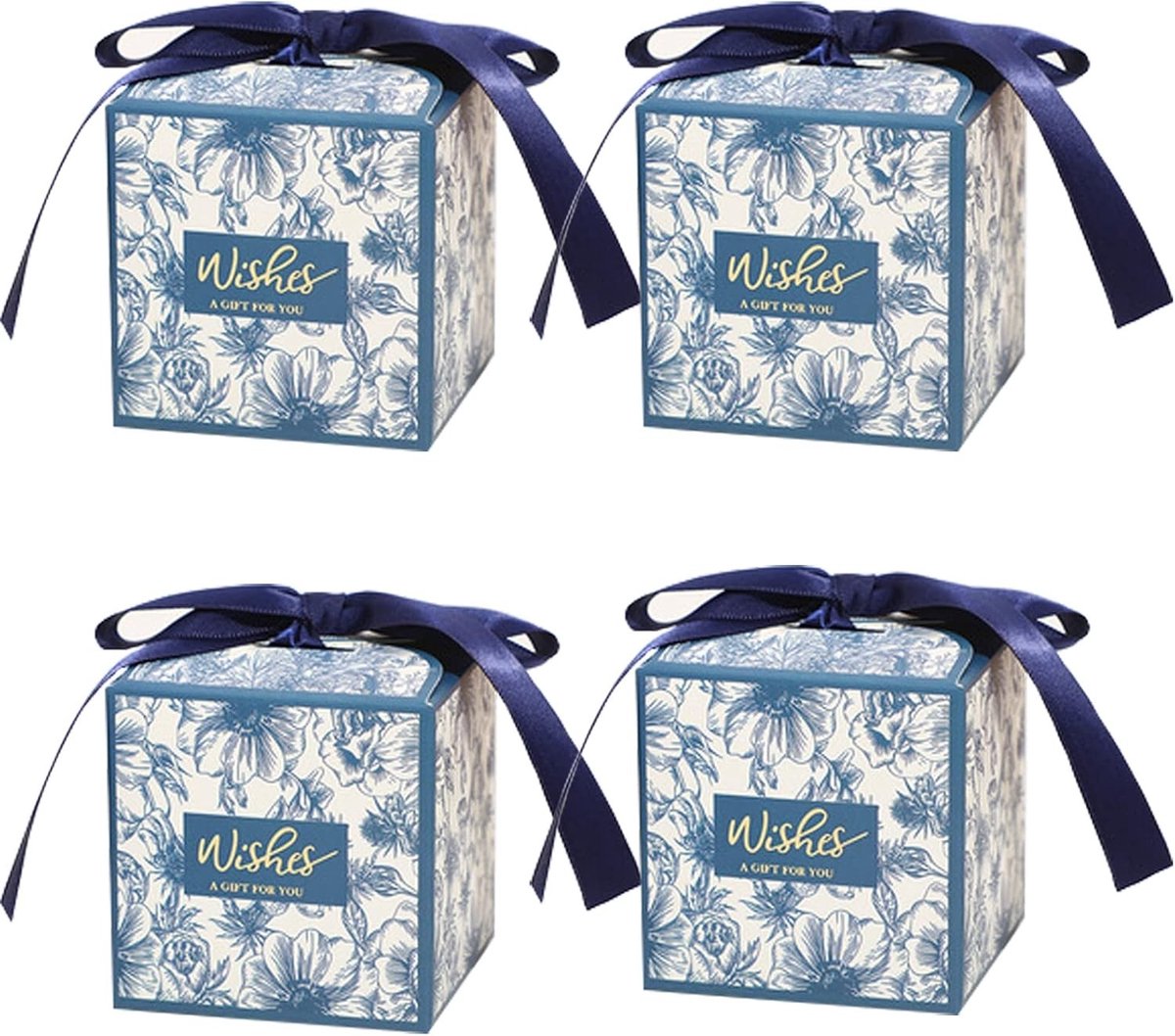 Creatieve Papieren Trouwen Favorieten Dozen met Lint - 50 Stuks - Blauwe Snoepdozen voor Chocolade, Verjaardagen en Jubilea