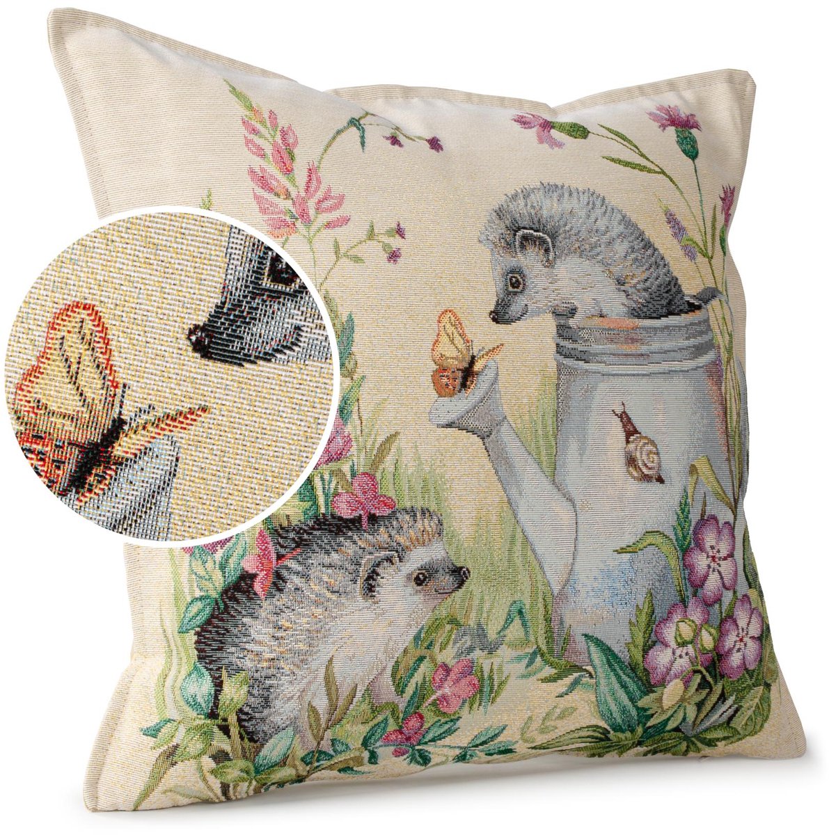 ANRO Sierkussen Egelpaar 45x45cm – Jacquard Gobelin Inclusief Vulling Bank Woonkamer Decoratief