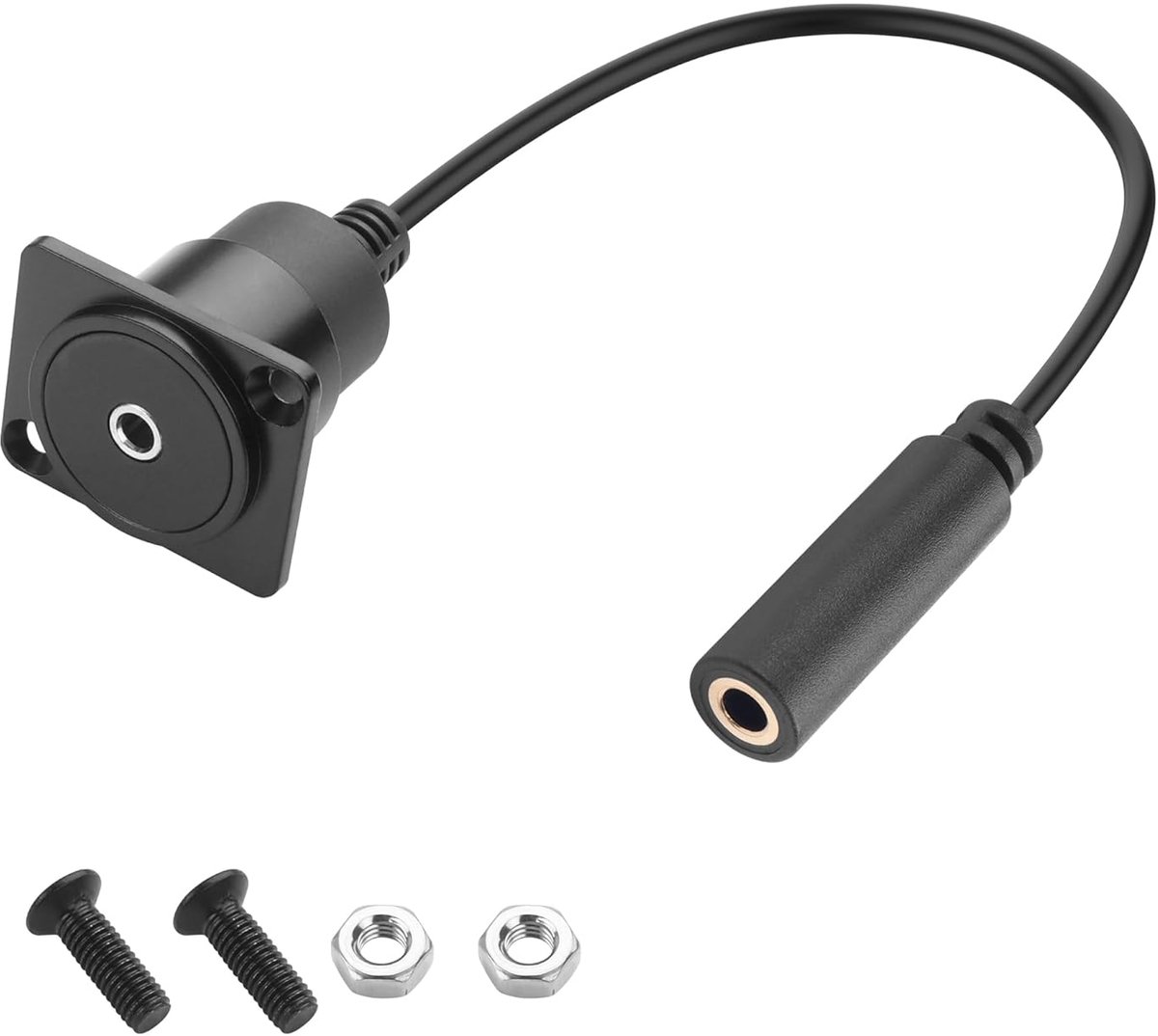 Audio Panel Mount Connector 3.5mm TRS - D-Type 1/8 inch - Voor Smartphone, Laptop, Tablet - ShopVlot