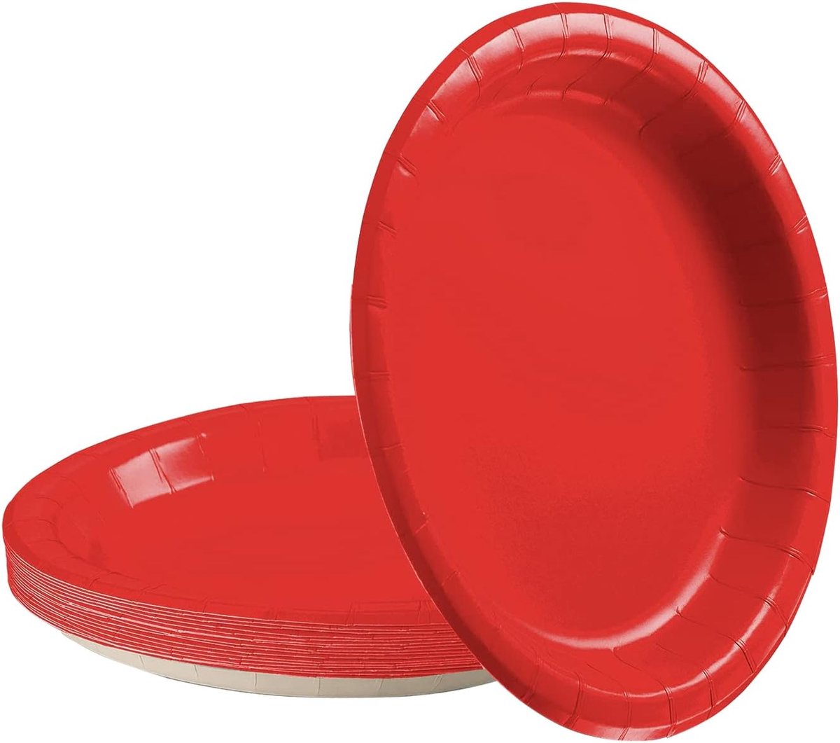 Papieren borden 18cm - Rode wegwerpborden - Stevig en robuust - Perfect voor feesten - ShopVlot