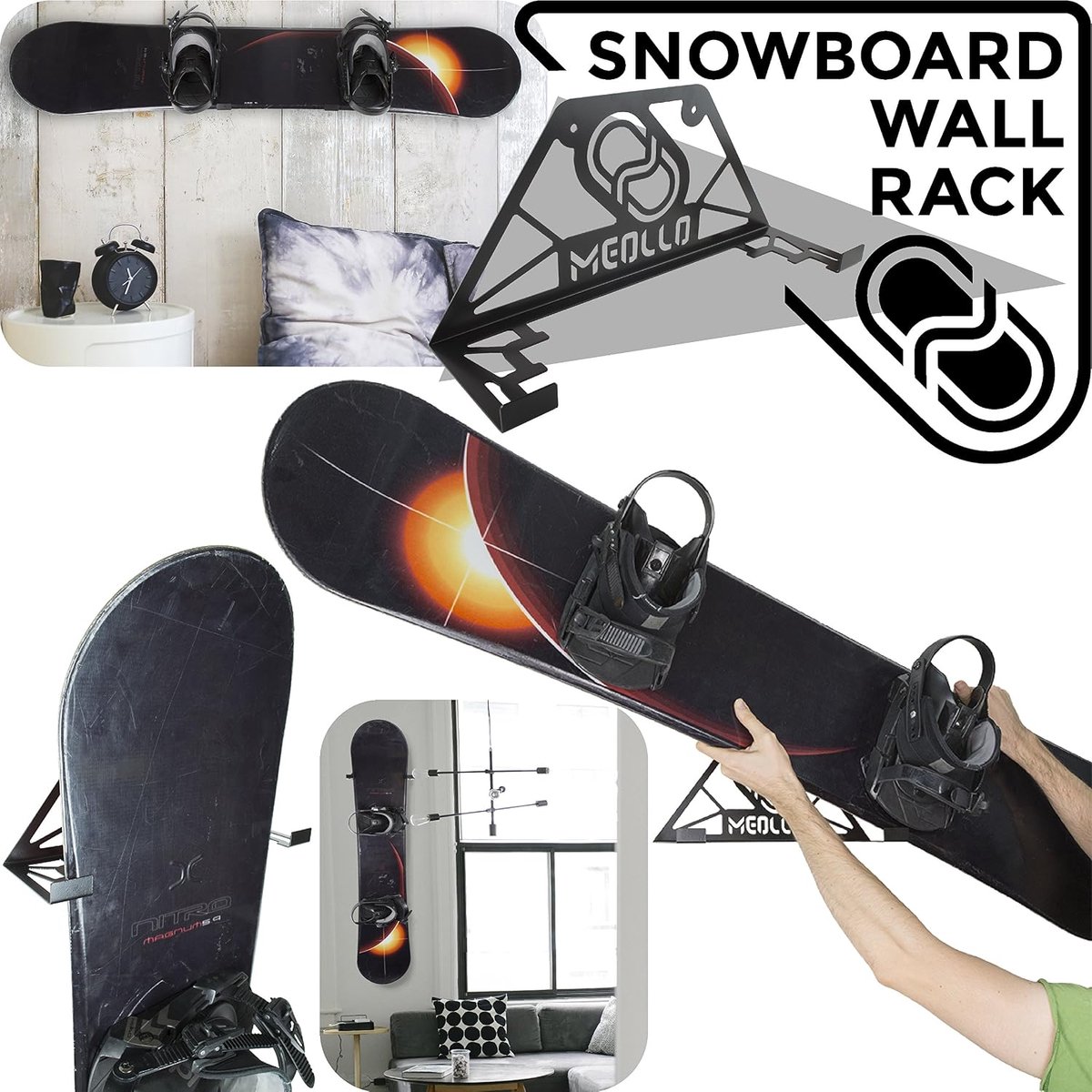 Snowboard wandhouder - 100% staal - geschikt voor alle maten - stijlvolle opslagoplossing - ShopVlot