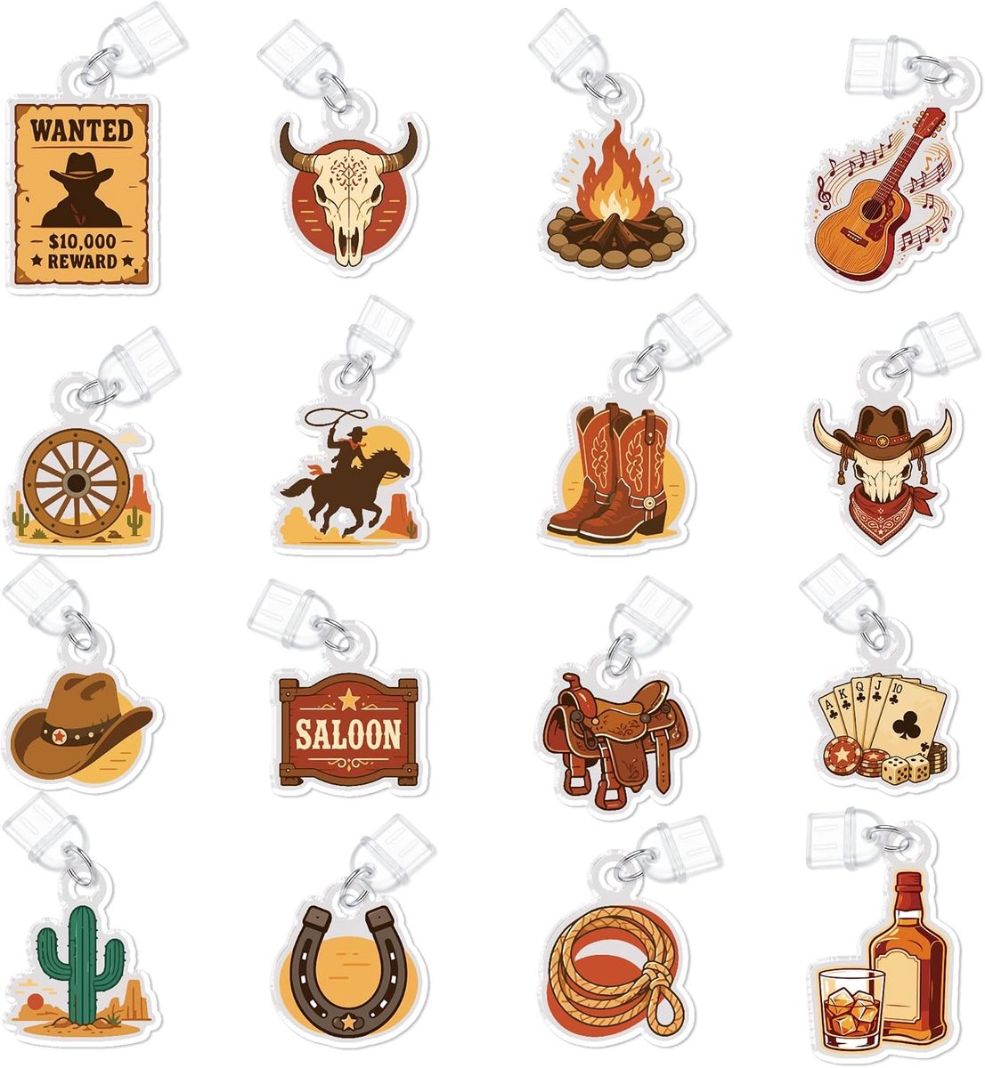 Stofplughanger 16 stuks - Hoefijzervorm - Western cowboystijl - Speelse accessoires voor e-reader - ShopVlot