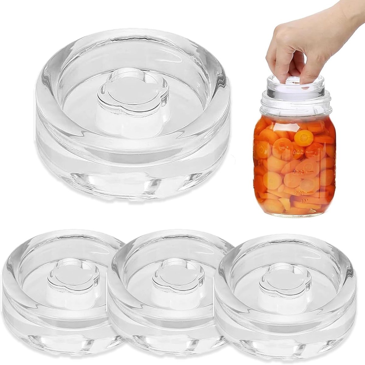 Fermentatiegewichten 4 stuks - glazen gewichten Ø 7 cm - met handvat voor eenvoudig gebruik - ShopVlot