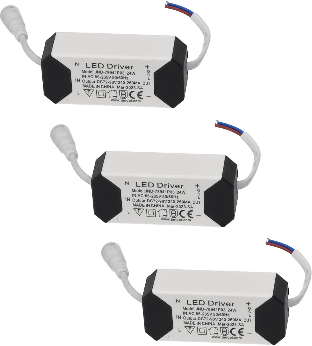 LED transformator driver set 18W-24W - 3 stuks - Multi-voltage input 170-265V AC - ShopVlot