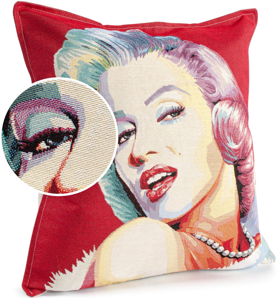 ANRO Sierkussen Marilyn Monroe 45x45cm – Jacquard Gobelin Inclusief Vulling Bank Woonkamer