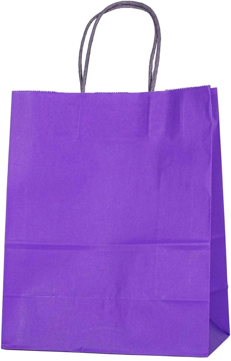 Papieren Draagtas - 60 Stuks -Purple- 22x27x11cm - Papieren Tasjes - Kraft Tas - Tassen - Cadeau Tas - Hoogwaardig Kraft Papier - Eco-vriendelijk - Ideaal voor Geschenken - Lasentopack
