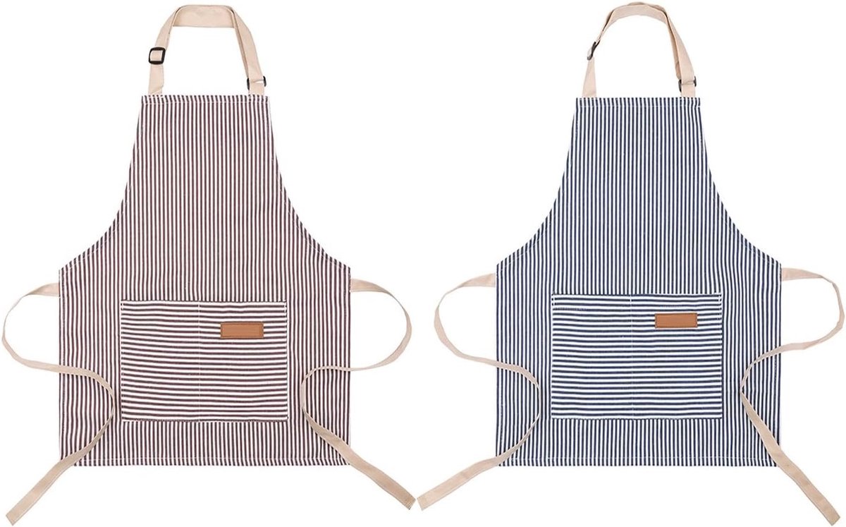 Kinderen Schort - Verstelbaar gestreept - 2 Stuks - Comfortabel polyester katoen - Ideaal voor koken en knutselen - ShopVlot