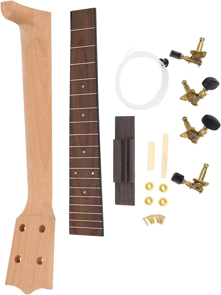 DIY Ukulele Bouwset - 26 Inch Ukulele Hals - Palissander Snarenknop en Brug - Creatieve Gezinsactiviteit - ShopVlot