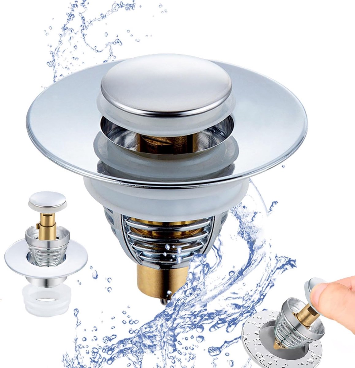 Afvoerplug Pop-Up 32-42mm - RVS en Messing - Snelle Waterafvoer - Geschikt voor Keuken en Badkamer - ShopVlot