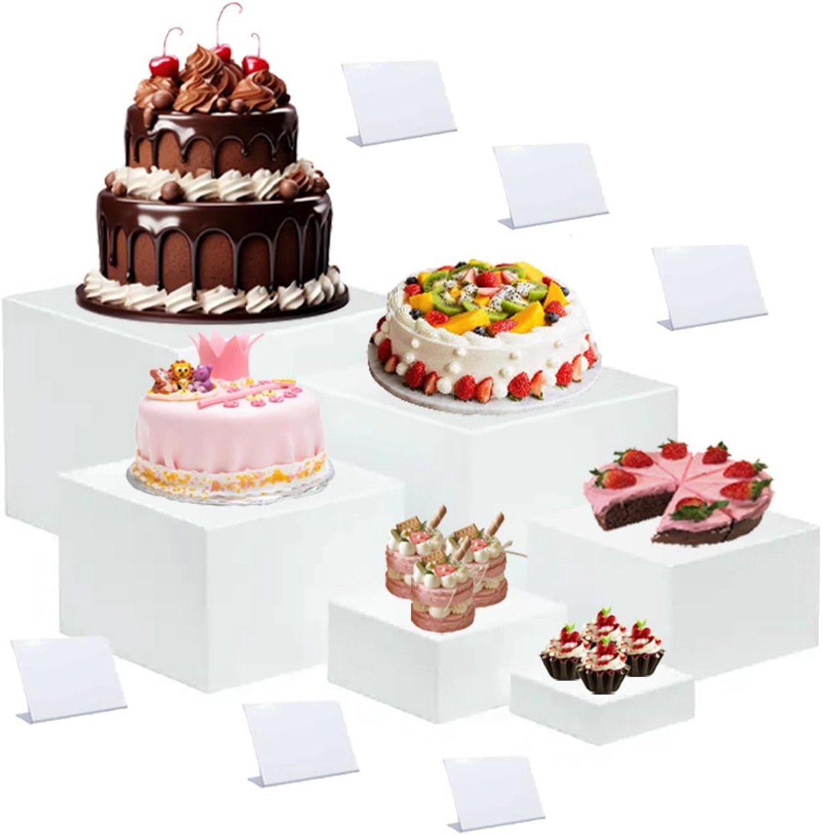 Dressoir met mini-tafelpanelen - 6 stuks wit acryl - holle bodem - perfect voor desserts - ShopVlot