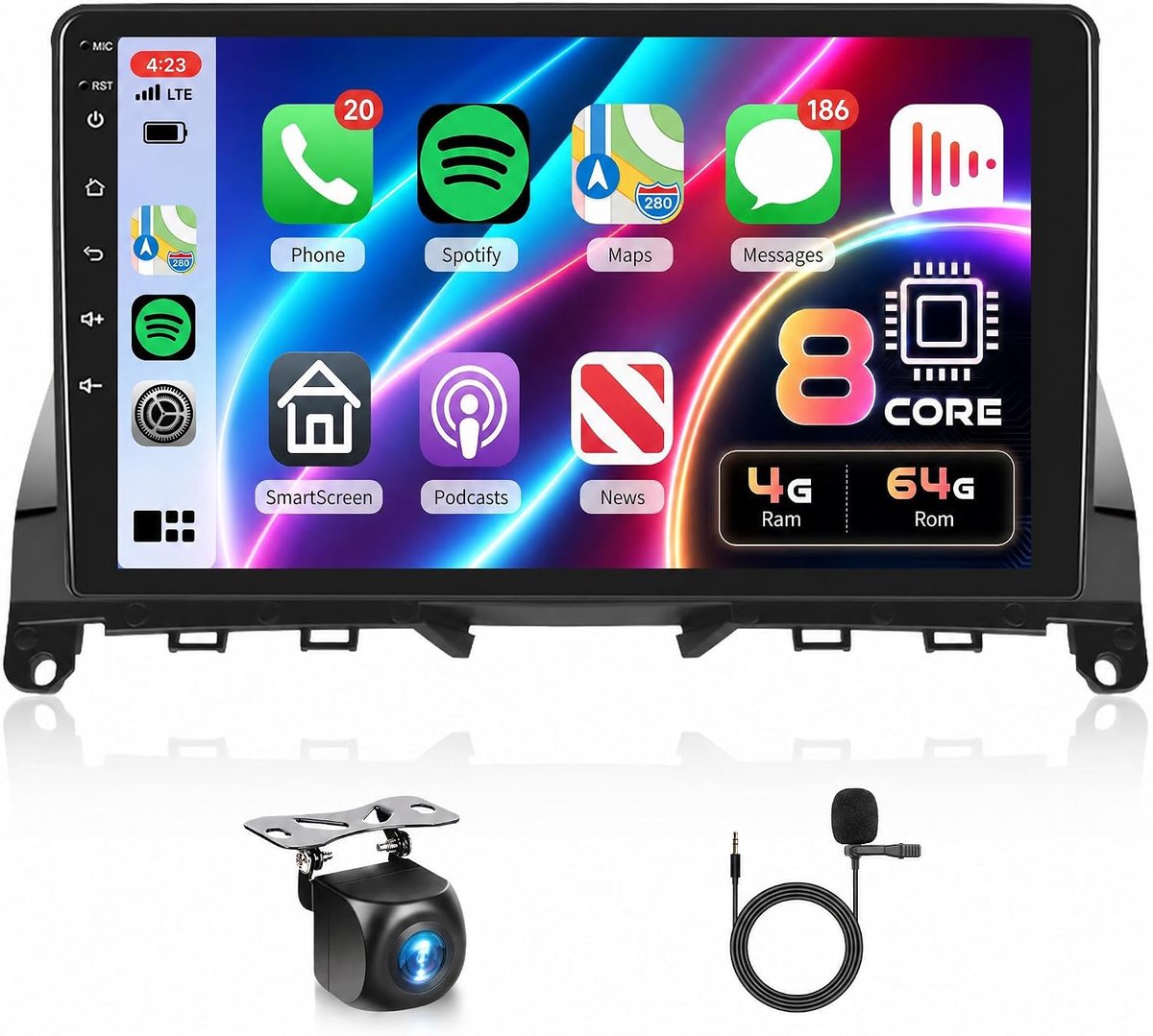 Autostereo 2DIN 9 inch - 4G + 64GB - GPS Navigatie - Android met Bluetooth en Carplay - ShopVlot