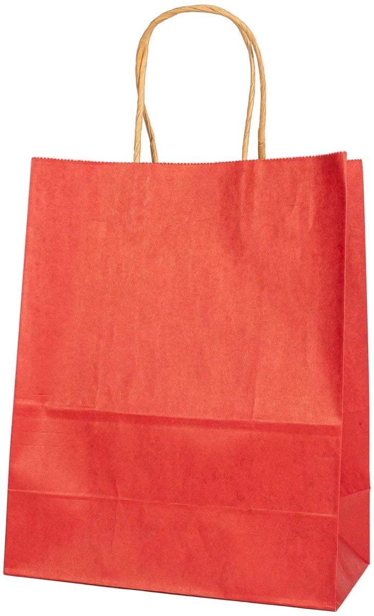 Papieren Draagtas - 60 Stuks -Rood- 22x27x11cm - Papieren Tasjes - Kraft Tas - Tassen - Cadeau Tas - Hoogwaardig Kraft Papier - Eco-vriendelijk - Ideaal voor Geschenken - Lasentopack