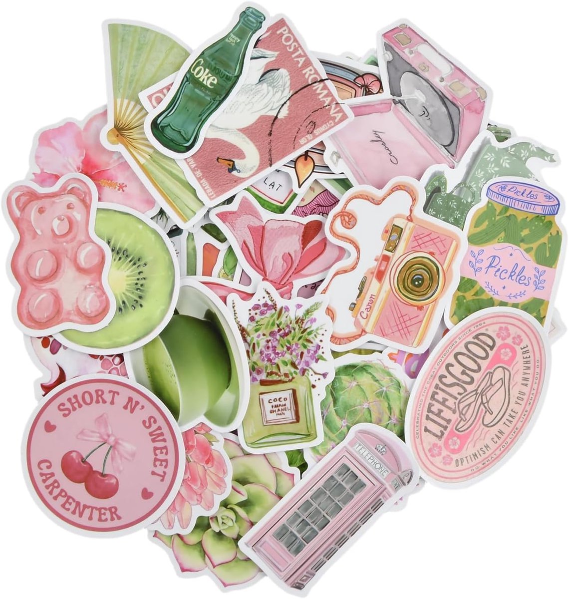 Set van 100 stickers - waterdicht vinyl - decoratieve stationery - perfect voor scrapbooks - ShopVlot