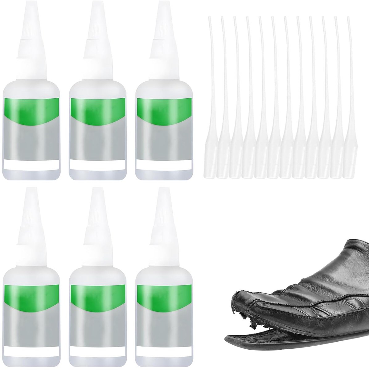 Lijm 6 stuks 50g - Universele olieachtige lijm - Met 12 applicators - Precisie applicatie voor diverse materialen - ShopVlot