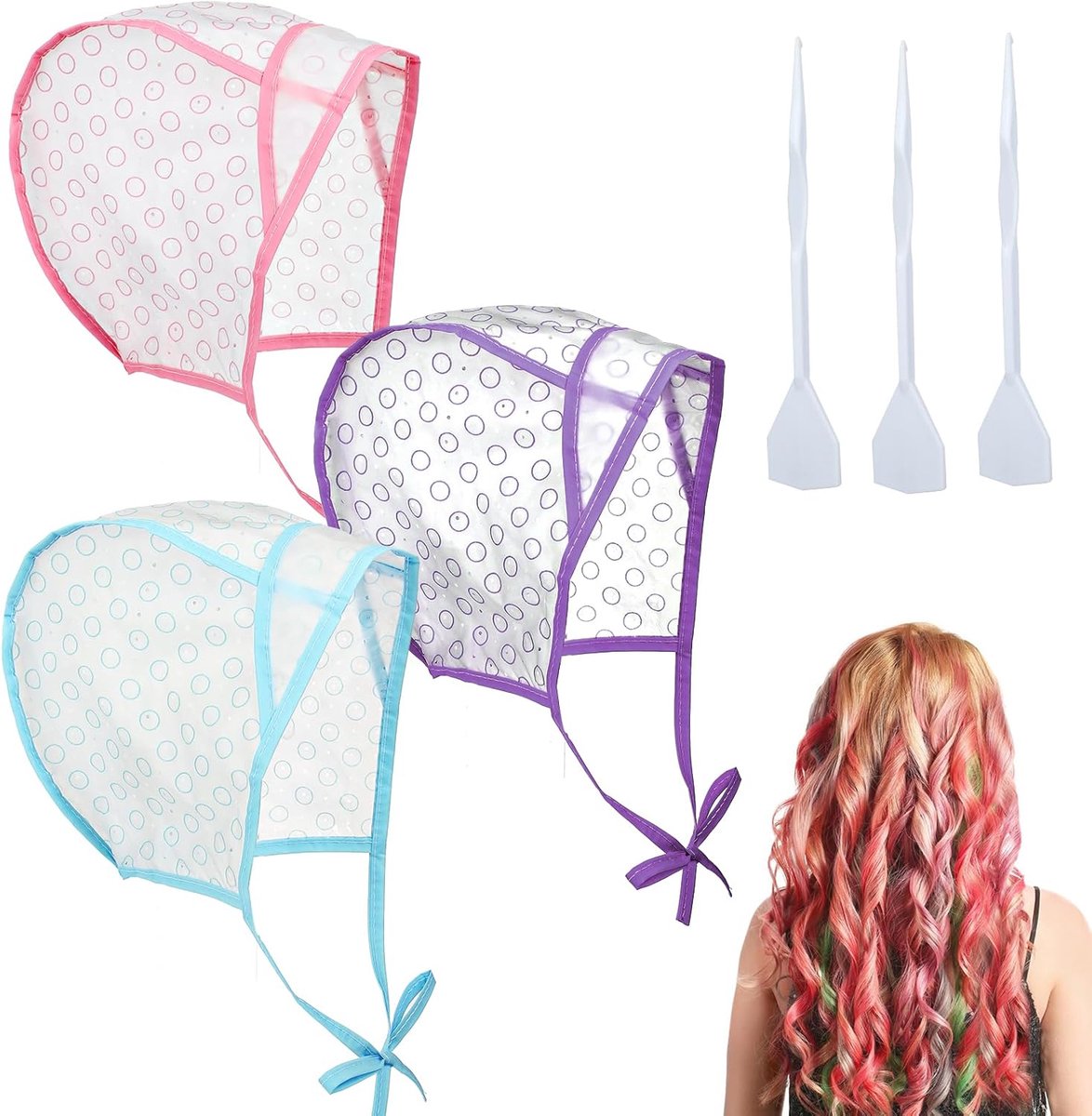 Haarverf Cap 3 Stuks - Plastic met Haak - Geschikt voor Salon en DIY - Gemakkelijk te gebruiken - ShopVlot