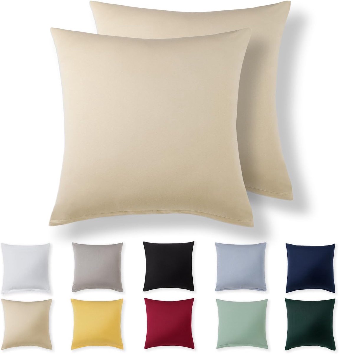 Kussensloop 40 x 40 cm - Beige - 100% Jersey Katoen - Superzacht en ademend - Perfecte pasvorm - ShopVlot