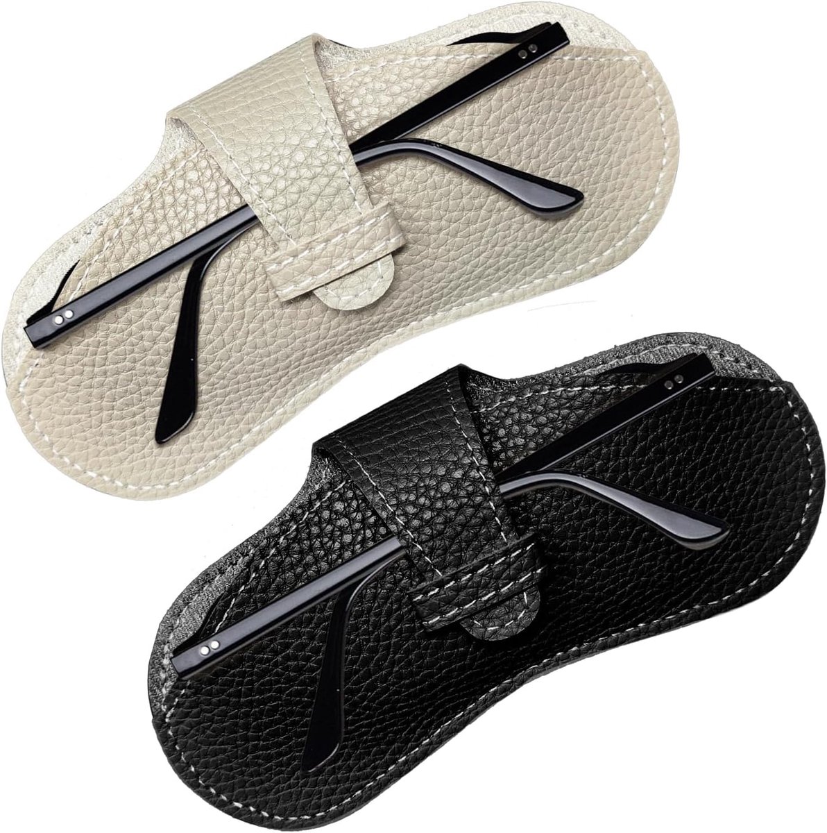 Bril etui 2-pack - Leer - Krasbestendig - Ideaal voor onderweg - ShopVlot