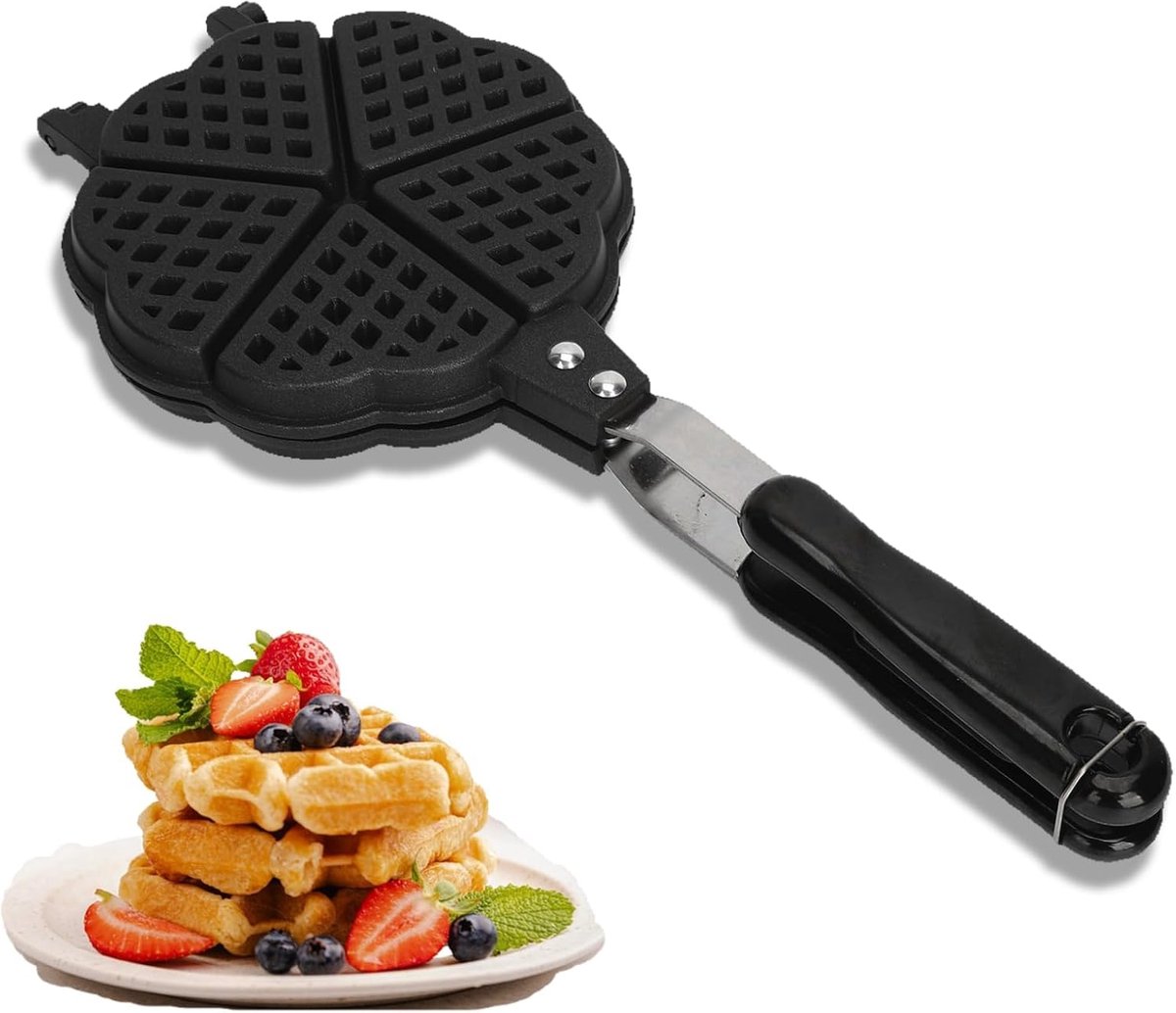 Wafelijzer pan 15 x 37 cm - aluminiumlegering - antiaanbaklaag - ideaal voor sandwiches - ShopVlot