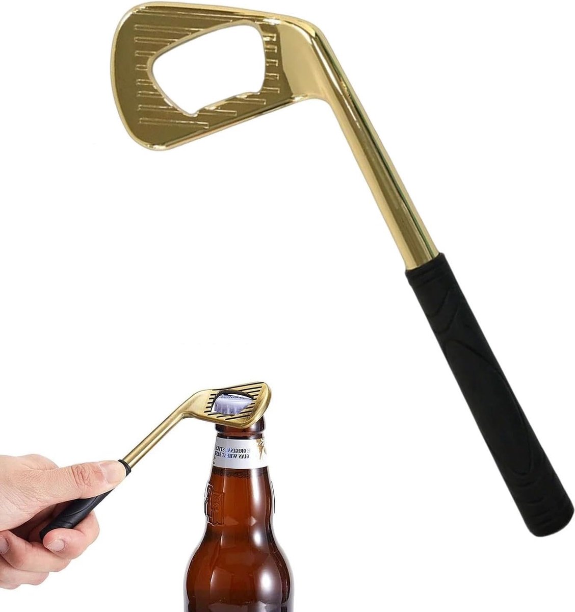 Flesopener golfclub - Gouden ontwerp - Multifunctioneel keukenaccessoire - Perfect voor golf liefhebbers - ShopVlot
