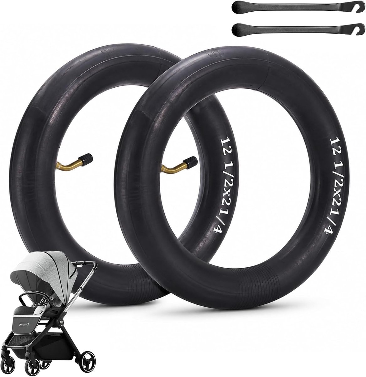 Binnenslang 12 inch - 30,5 x 5,5 cm - hoekventiel 45° - vervangingsslang voor kinderwagen - ShopVlot
