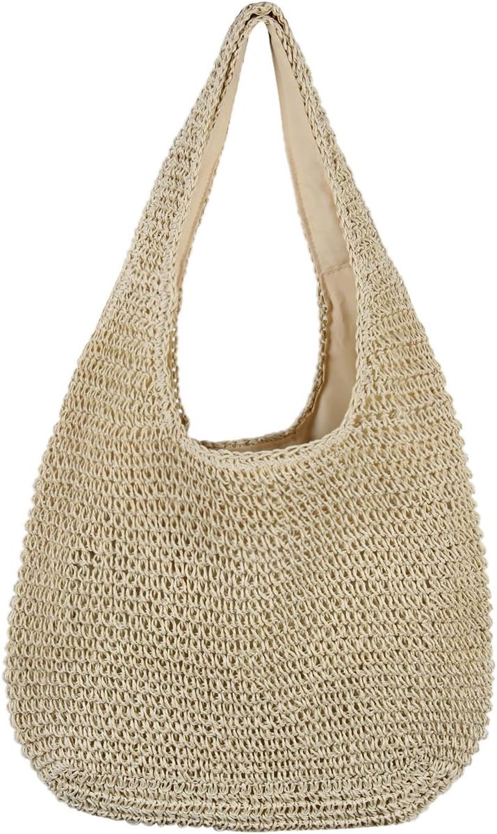 Vrouwen Stro Tote Bag - Beige - Handgeweven - Ideaal voor het strand - ShopVlot