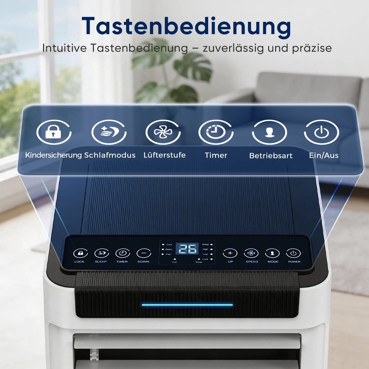 KungFu buy Mobiele airco 9000 BTU 3-in-1 airconditioner met stille slaapmodus koelen ontvochtigen ventileren 2,6 kW capaciteit thumbnail 2
