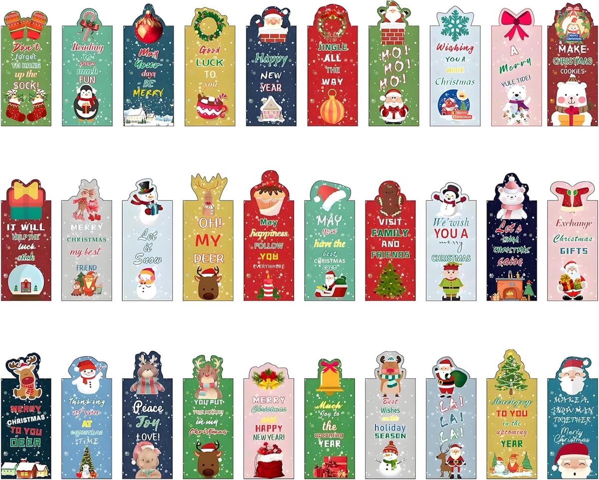 Magnetische kerstbladwijzers - 30-delig set - kleurrijke magnetische bladwijzers - ShopVlot