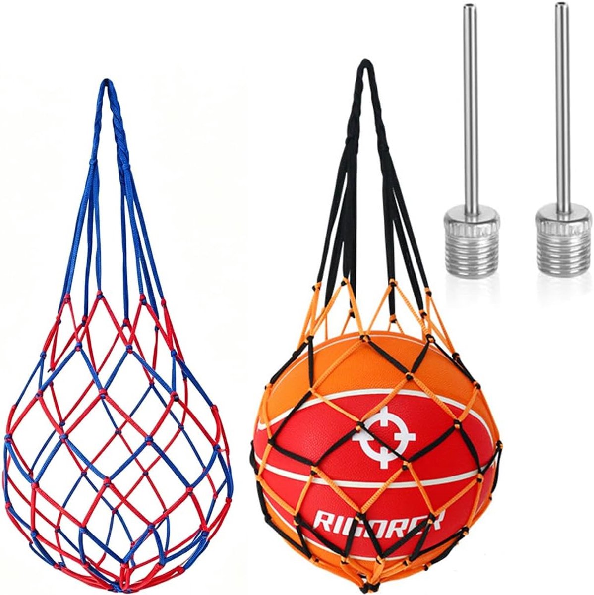 Ballenet met 2 inflatables - robuust nylon - voor voetbal en basketbal - eenvoudig transport - ShopVlot