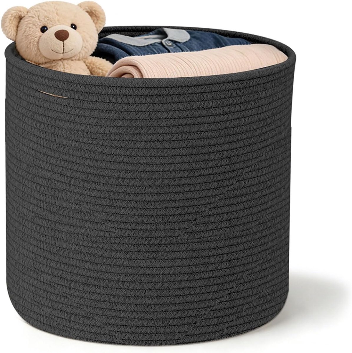 Wasmand, Gevlochten 40 x 35 cm - Opbergmand met Handvatten - Voor Kleding en Speelgoed - ShopVlot